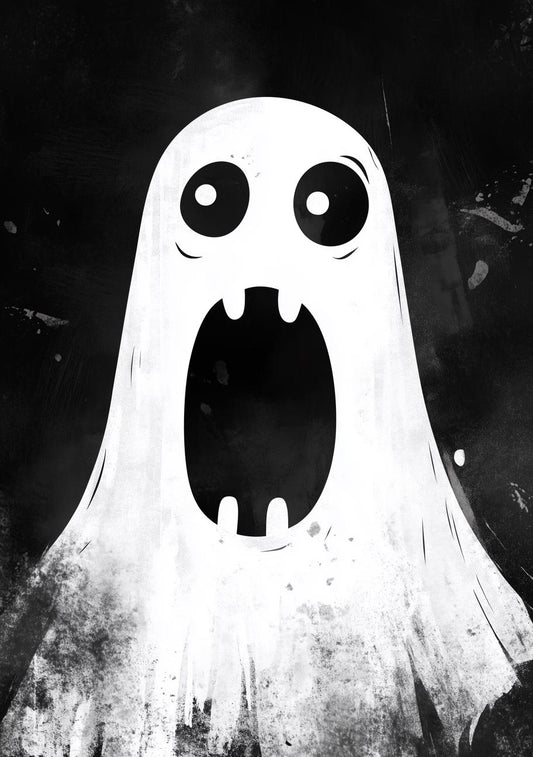 Custom Canvas Ghost Artwork in Monochrome Style Unique Wall Art for Home Decor Digital Download Inspired by Tim Burton