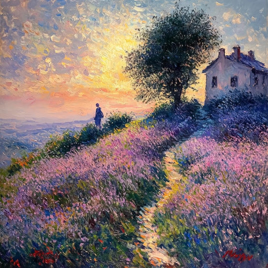 Stunning Canvas Print Inspired by Monet's Impressionism with Vivid Lavender Fields and Serene Landscape Home Decor