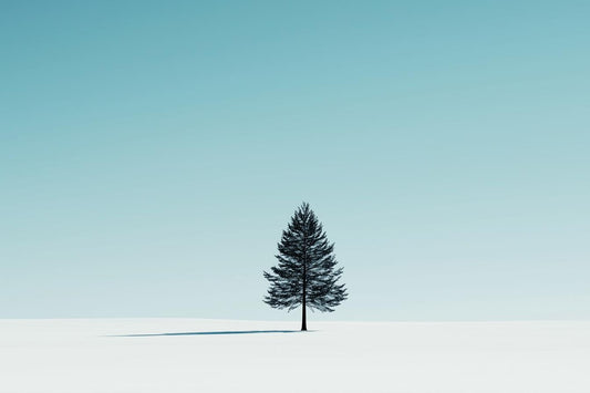 Minimalist Winter Tree Canvas Print in the Style of Caspar David Friedrich - Serene Wall Art for Home Decor