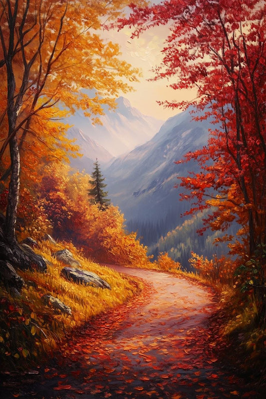 Autumn Trail Canvas Print Inspired by Bob Ross Vibrant Fall Colors Scenic Wall Art Home Decor