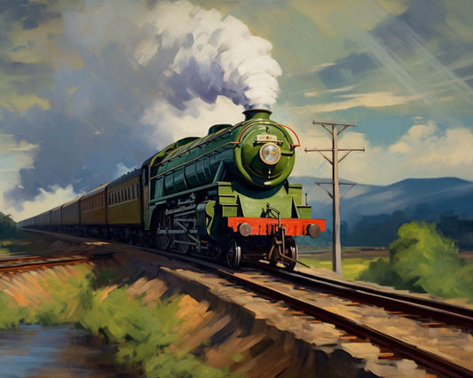 Powerful Flying Scotsman Train Canvas Print Inspired by Edward Hopper | Moving Wall Art for Home Decor | Custom Artwork | Custom Canvas