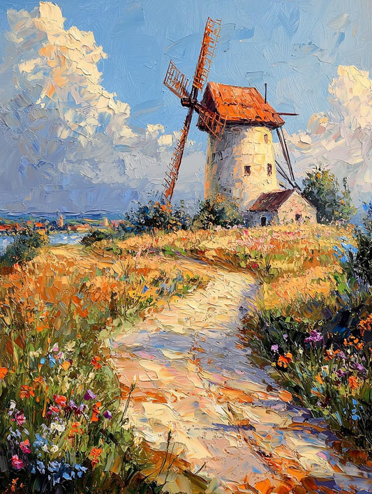 Impressionist Dutch Windmill Canvas Print | Amsterdam Holland Art | Custom Wall Art | Beautiful Home Decor | Unique Digital Download