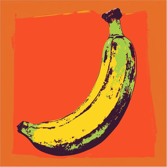 Quirky Banana Canvas Print in Pop Art Style Bold Yellow Green Artwork for Colorful Home Decor and Unique Wall Art