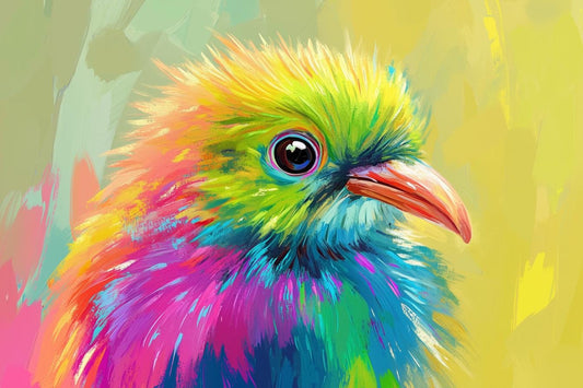 Vibrant Colorful Bird Canvas Print Pop Art Style Wall Art Home Decor Digital Download Bright Rainbow Colors