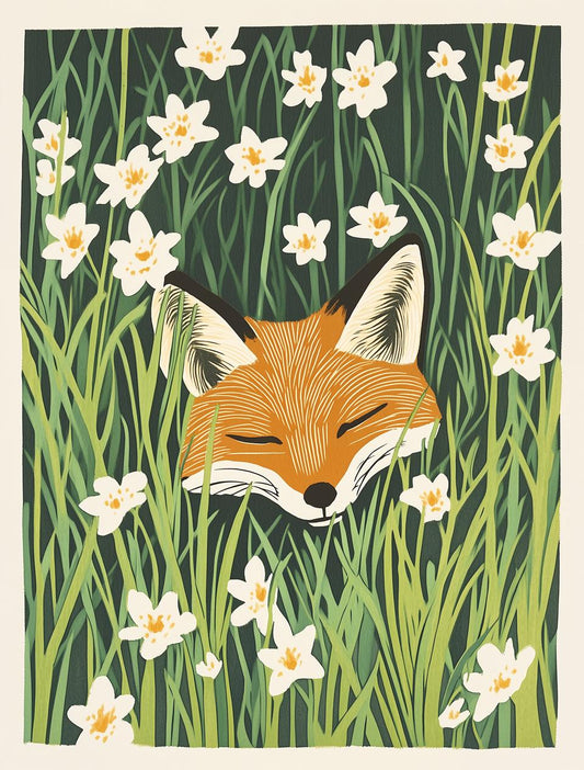 Whimsical Fox in Lush Garden Canvas Print Inspired by Nature's Beauty for Wall Art Home Decor