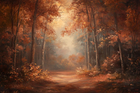 Autumn Forest Path Canvas Print Original Artwork in the Style of Thomas Kinkade Perfect for Home Decor and Wall Art