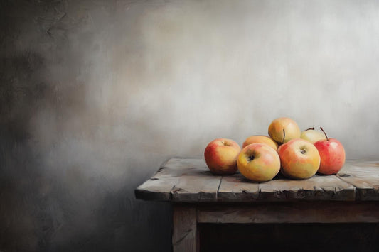 Custom Canvas Print of Rustic Apples Still Life in the Style of Still Life Masterpieces for Home Decor and Wall Art