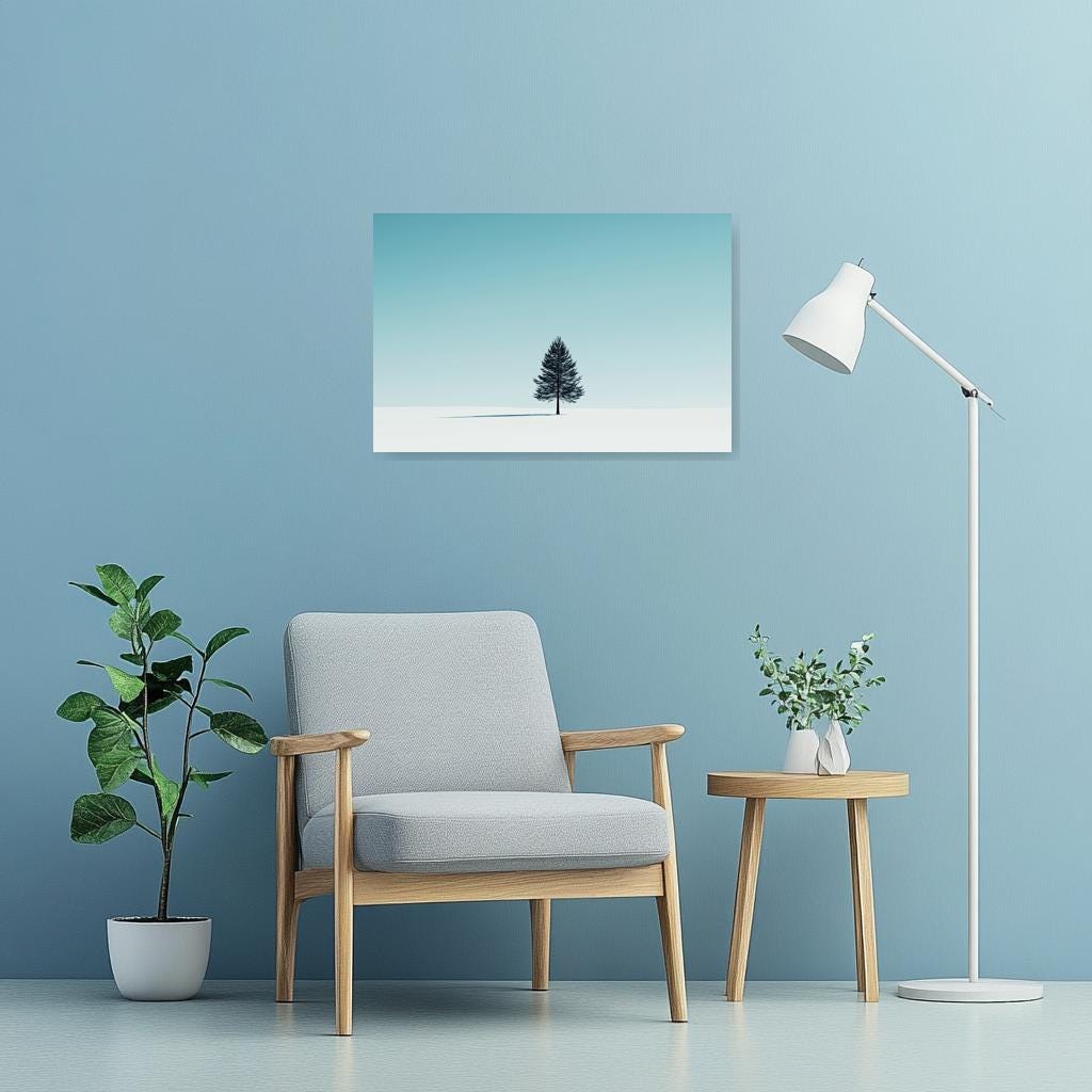 Minimalist Winter Tree Canvas Print in the Style of Caspar David Friedrich - Serene Wall Art for Home Decor