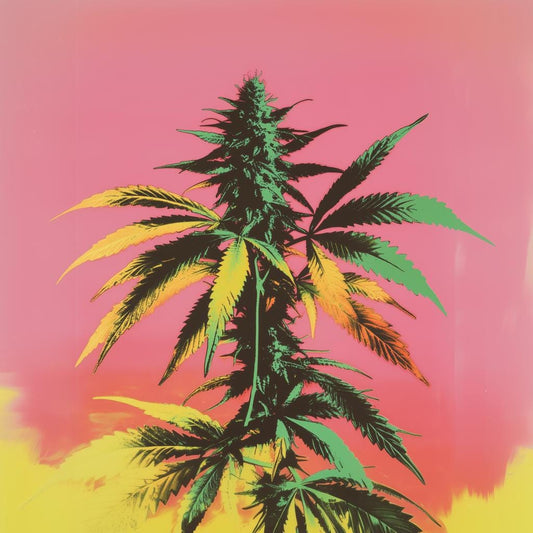 Colorful Cannabis Plant Art Canvas Print Inspired by Andy Warhol for Modern Wall Decor