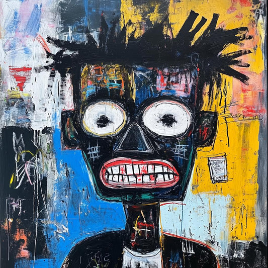 Bold Custom Canvas Print Inspired by Jean-Michel Basquiat Colorful Urban Wall Art Home Decor